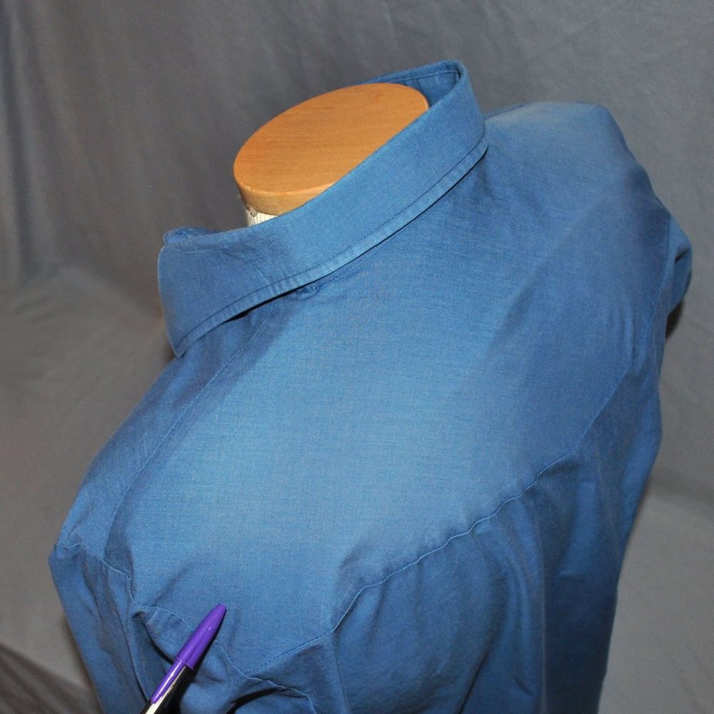 Sheplers Mens Shirt Size 16.5 Faded Blue Long Sleeve Pearl Snap Shirt - Picture 5 of 9